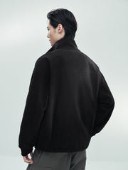 Men's Casual Black Stand Collar Jacket