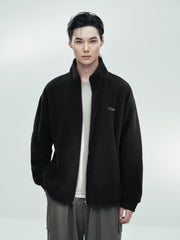 Men's Casual Black Stand Collar Jacket