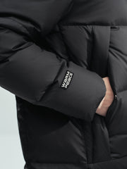 Men's Casual Black Mid-Length Cold-Weather Down Jacket