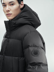 Men's Casual Black Mid-Length Cold-Weather Down Jacket