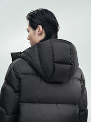 Men's Casual Black Mid-Length Cold-Weather Down Jacket