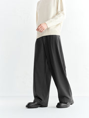 Men's Pleated Straight-Leg Fleece-Lined Suit Pants