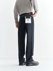 Men's Contrast-Stitch Straight Jeans with Fleece Lining