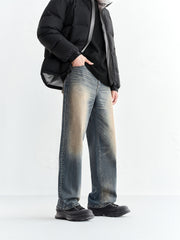 Men's Vintage Contrast Straight Jeans