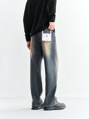 Men's Vintage Contrast Straight Jeans