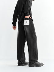 Men's Washed Cotton Wide-Leg Jeans