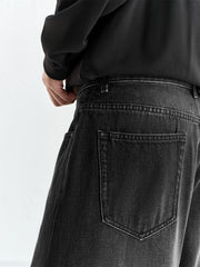 Men's Washed Cotton Wide-Leg Jeans