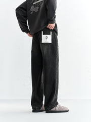 Men's Washed Distressed Straight Jeans
