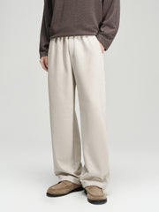 Men's Casual White Brushed Straight-Leg Sweatpants