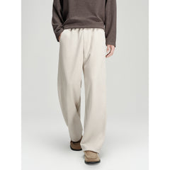 Men's Casual White Brushed Straight-Leg Sweatpants