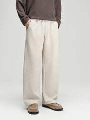 Men's Casual White Brushed Straight-Leg Sweatpants