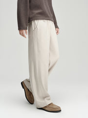 Men's Casual White Brushed Straight-Leg Sweatpants
