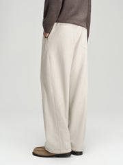 Men's Casual White Brushed Straight-Leg Sweatpants
