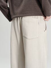 Men's Casual White Brushed Straight-Leg Sweatpants