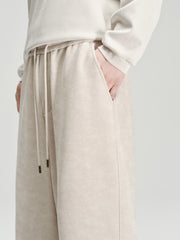 Men's Casual Solid Drawstring Elastic-Waist Brushed-Soft Pants