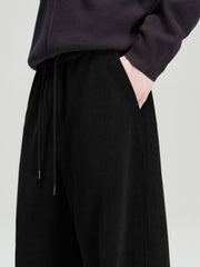 Men's Casual Solid Drawstring Elastic-Waist Brushed-Soft Pants