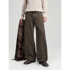Men's Casual Brown 100% Cotton Curved-Leg Pants