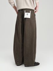 Men's Casual Brown 100% Cotton Curved-Leg Pants