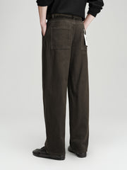 Men's Vintage Dark Brown Studded Jeans