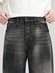 Men's Casual Dark Grey Distressed Ombre Jeans