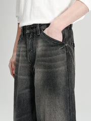 Men's Casual Dark Grey Distressed Ombre Jeans