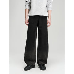 Men's Casual Dark Grey Gradient Relaxed Curved-Leg Jeans