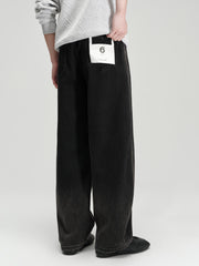 Men's Casual Dark Grey Gradient Relaxed Curved-Leg Jeans