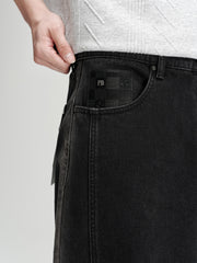 Men's Casual Dark Grey Gradient Relaxed Curved-Leg Jeans