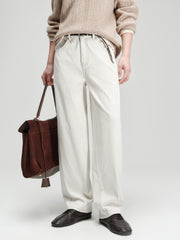 Men's Casual White High-Density Twill Denim Pants