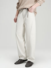 Men's Casual White High-Density Twill Denim Pants
