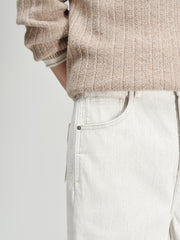 Men's Casual White High-Density Twill Denim Pants
