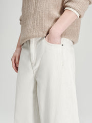 Men's Casual White High-Density Twill Denim Pants