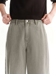 Men's Vintage Light Grey Denim Studded Jeans