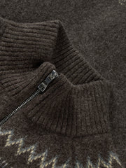 Men's Casual Fair Isle Color-Block Knit Cardigan
