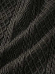 Men's Casual Brown Half-Placket Cable-Knit Sweater