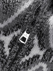 Men's Casual Grey Fair Isle Pattern Knit Cardigan