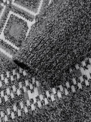 Men's Casual Grey Fair Isle Pattern Knit Cardigan