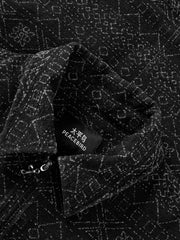 Men's Casual Black Geometric-Pattern Jacket