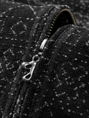 Men's Casual Black Geometric-Pattern Jacket