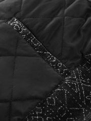 Men's Casual Black Geometric-Pattern Jacket