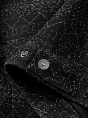 Men's Casual Black Geometric-Pattern Jacket