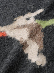 Men's Casual Wool-Blend Ink-Bird Pattern Knit Top