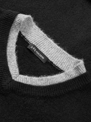 Men's Casual Wool-Blend V-Neck Faux-Layer Knit Top