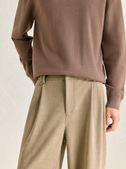 Men's Khaki Formal Textured Tapered Pants