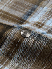 Men's Casual Blue & Brown Contrast-Plaid Embroidered Shirt