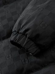 Men's Casual Black Geometric Shadow-Pattern Puffer Jacket