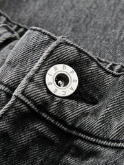 Men's Casual Grey Paint-Splatter Wide-Leg Straight Jeans