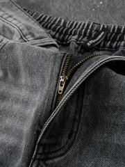 Men's Casual Grey Paint-Splatter Wide-Leg Straight Jeans