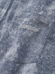 Men's Casual Blue Ombre Embroidered Long-Sleeve Shirt