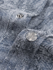 Men's Casual Blue Ombre Embroidered Long-Sleeve Shirt